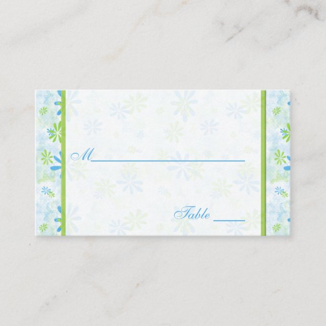 Lime Green and Blue Floral Placecards (Front)