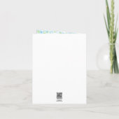Lime Green and Blue Floral Thank You Note Card (Back)