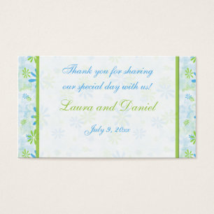 Lime Green and Blue Floral Wedding Favor Tag