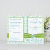 Lime Green and Blue Floral Wedding Program (Standing Front)