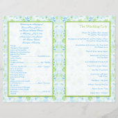 Lime Green and Blue Floral Wedding Program (Back)