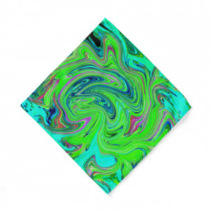 Lime Green and Blue Groovy Abstract Retro Art Bandana