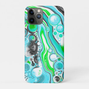 Lime Green and Blue Marble like Swirls iPhone 11 Pro Case