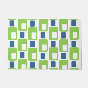 Lime Green and Blue Rectangles Doormat