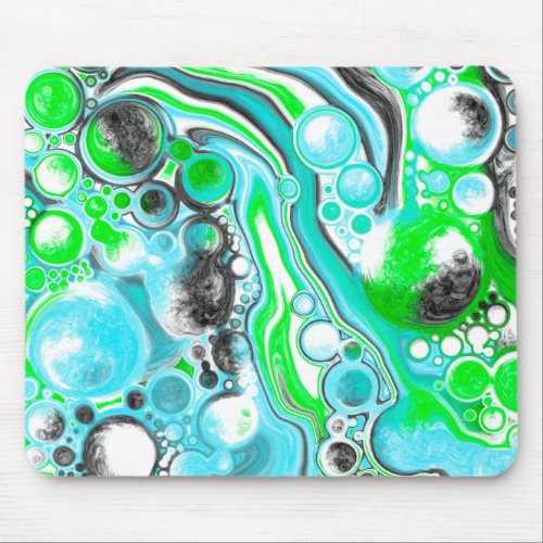 Lime Green and Blue Swirls Mouse Pad