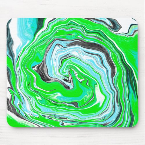 Lime Green and Blue Swirls Mouse Pad