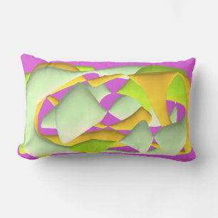 Lime Green and bright purple patterns    Light Swi Lumbar Pillow