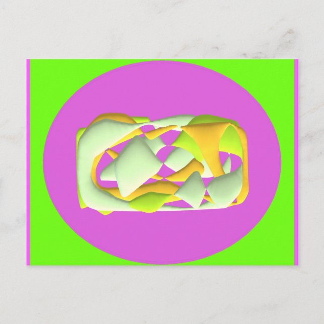 Lime Green and bright purple patterns         Pane Postcard (Front)
