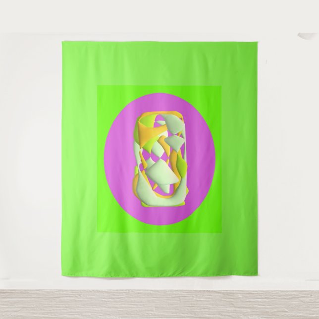 Lime Green and bright purple patterns     Tapestry (Front)