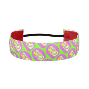 Lime Green and bright purple patterns     Tie Head Athletic Headband