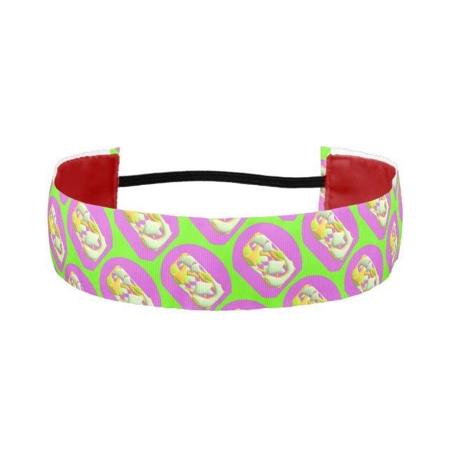 Lime Green and bright purple patterns     Tie Head Athletic Headband (Front)