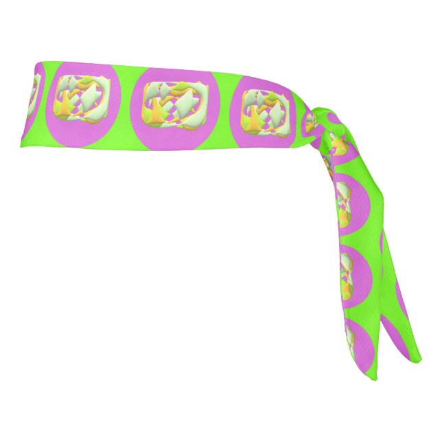 Lime Green and bright purple patterns     Tie Headband (Rotate 90)
