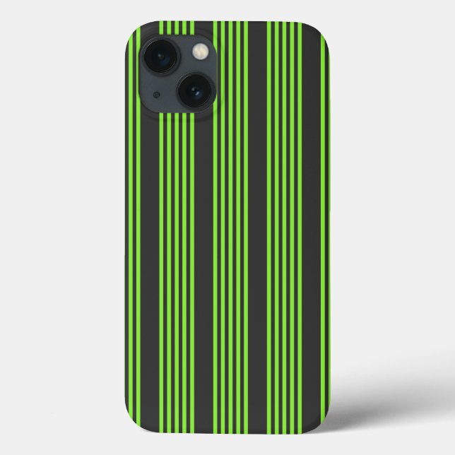 Lime green and charcoal five stripes pattern Case-Mate iPhone case (Back)