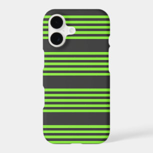 Lime green and charcoal five stripes pattern iPhone 17 case