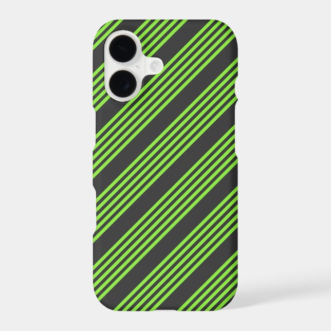Lime green and charcoal five stripes pattern iPhone case (Back)