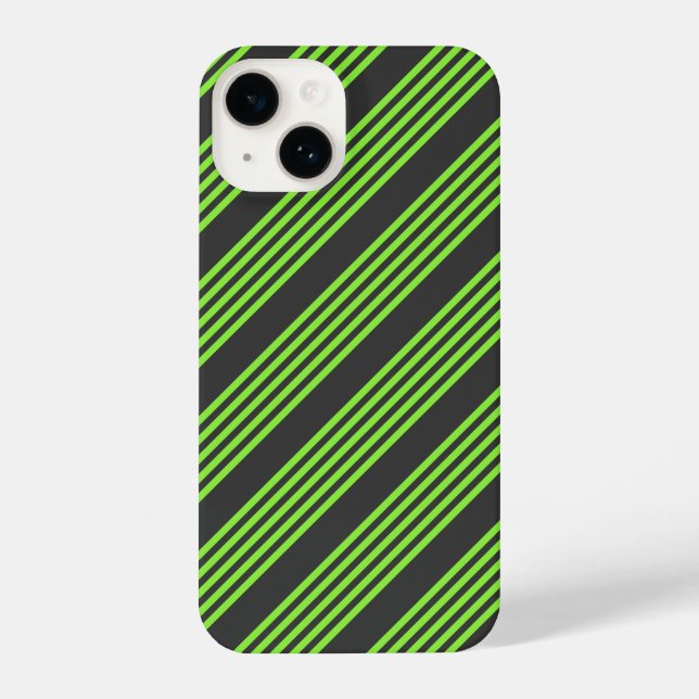 Lime green and charcoal five stripes pattern iPhone case (Back)