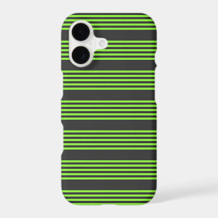 Lime green and charcoal five stripes pattern iPhone 17 case