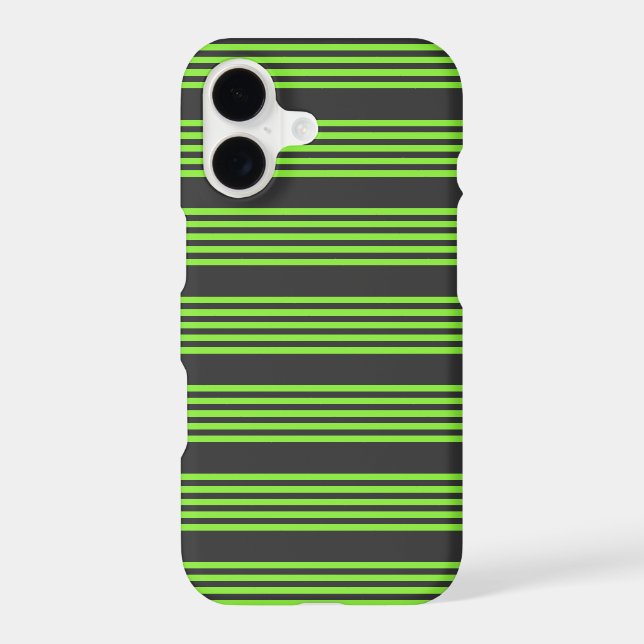 Lime green and charcoal five stripes pattern iPhone case (Back)