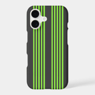 Lime green and charcoal five stripes pattern iPhone 17 case