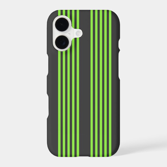 Lime green and charcoal five stripes pattern iPhone case (Back)