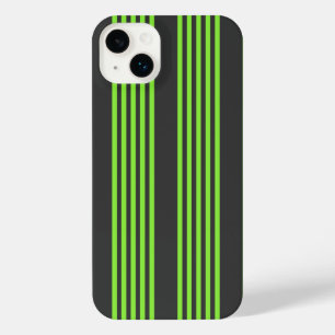 Lime green and charcoal five stripes pattern iPhone 14 plus case