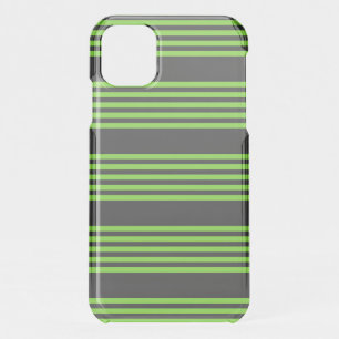 Lime green and charcoal five stripes pattern iPhone 11 case