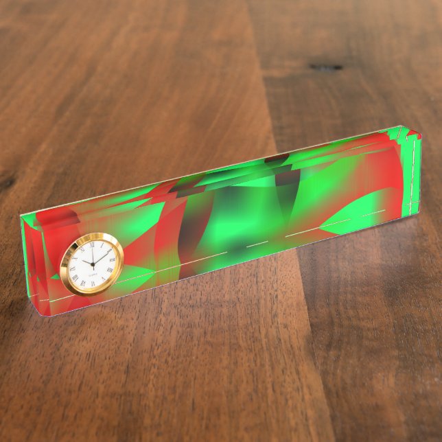 Lime green and clear red ripples, with shadow? desk name plate (Side)
