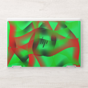 Lime green and clear red ripples, with shadow? HP laptop skin