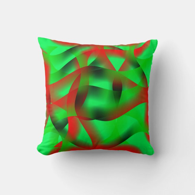 Lime green and clear red ripples, with shadow? throw pillow (Front)
