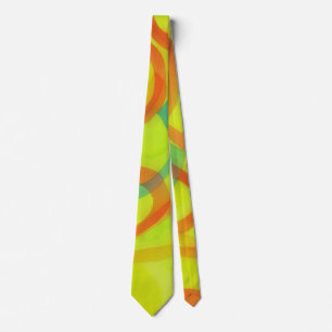 Lime Green and Colorful Art Tie