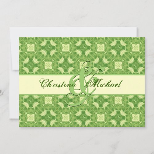 Lime Green and Cream Crosses and Squares Wedding Custom Invitation