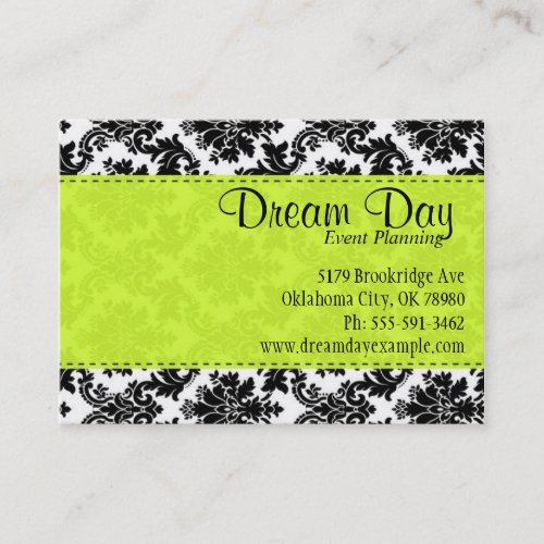 Lime Green and Damask Business Card Templates