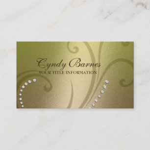Lime Green and Gold Shimmer and Crystals Business Card