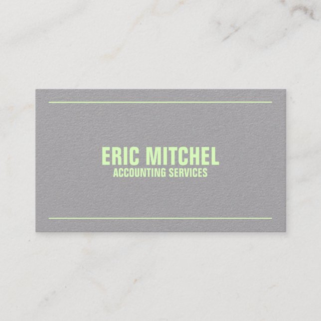 Lime green and gray cover duo tone business card (Front)