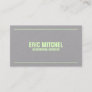 Lime green and gray cover duo tone business card