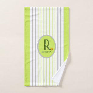 Lime Green and Gray Pickleball Hand Towel