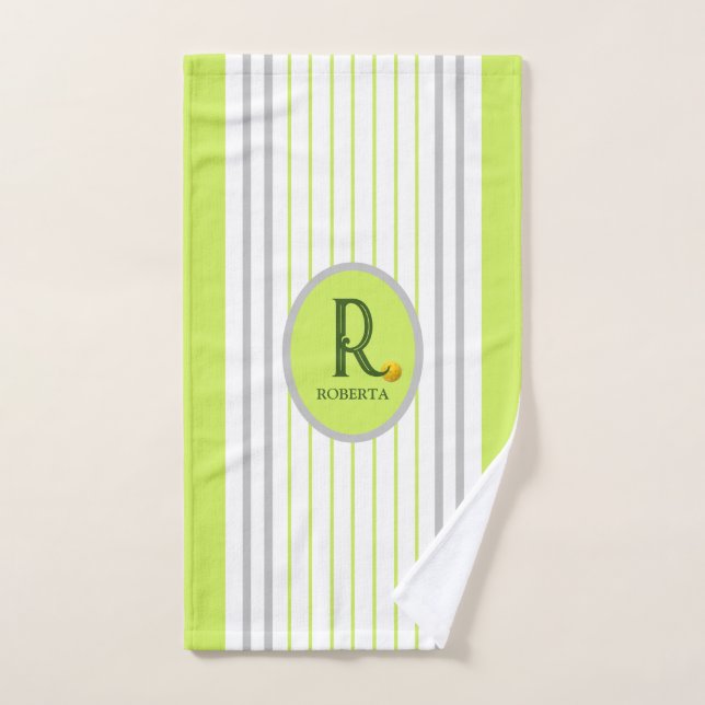 Lime Green and Gray Pickleball Hand Towel (Hand Towel)