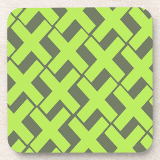 Lime Green and Gray Xs Beverage Coaster