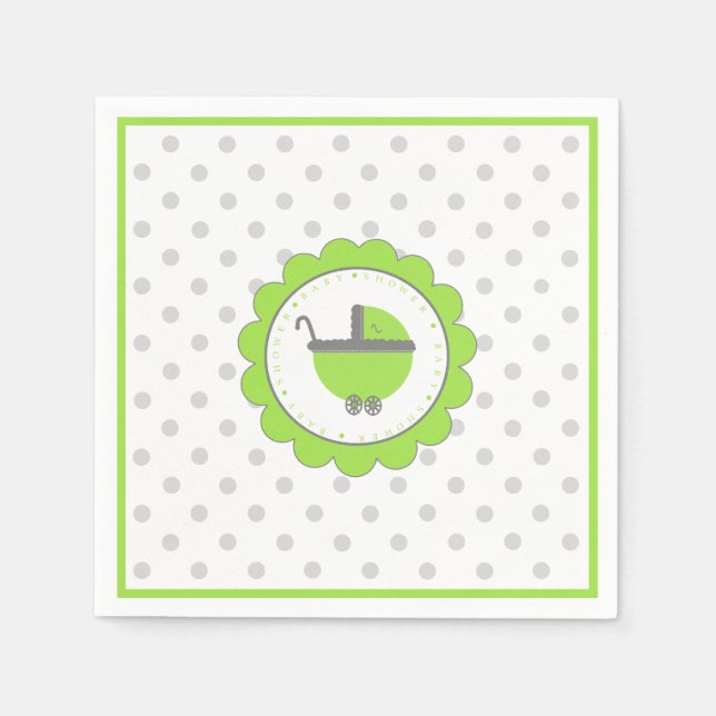 Lime Green and Grey Baby Shower Paper Napkins (Front)