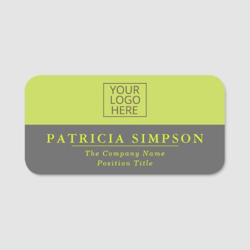Lime Green And Grey Fusion _ Professional Elegance Name Tag