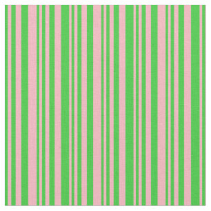 Lime Green and Light Pink Colored Stripes Pattern Fabric