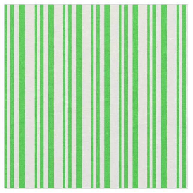 Lime Green and Mint Cream Lines Fabric (Close Up)