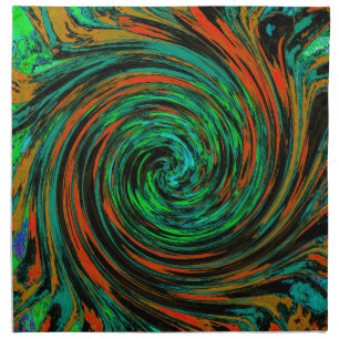 Lime Green and Orange Abstract Retro Twirl Cloth Napkin