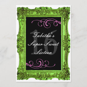 Lime Green and Pink Forma Sweet Sixteen Invitatio Invitation