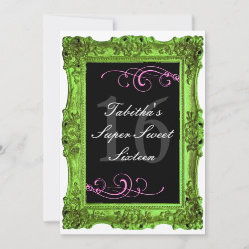 Lime Green and Pink Forma Sweet Sixteen Invitatio Invitation