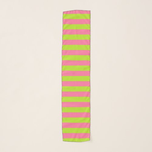 Lime Green and Pink Stripes Scarf