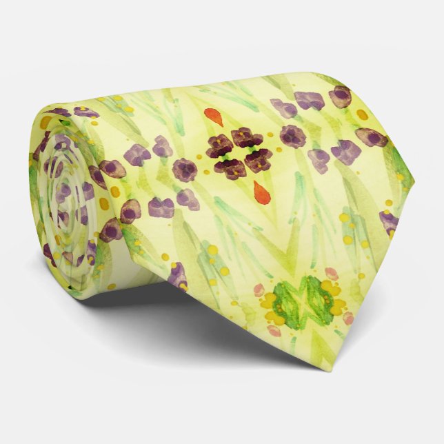 Lime green and plum neck tie (Rolled)