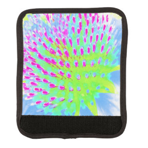 Lime Green and Purple Abstract Cone Flower Luggage Handle Wrap
