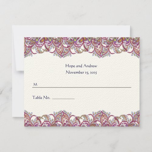 Lime Green and Raspberry Damask Wedding Place Card