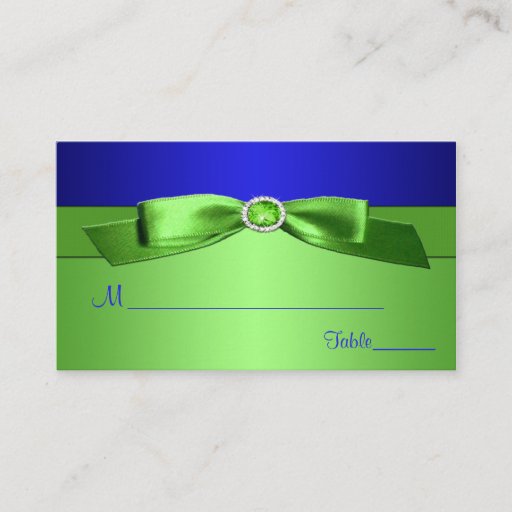 Customizable Lime Green and Royal Blue Placecards Business Card Templates